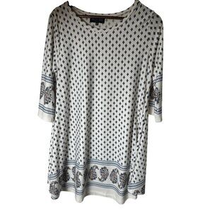 Betsy Red‎ Couture Tunic Top 1X Lightweight Multi Color Boho